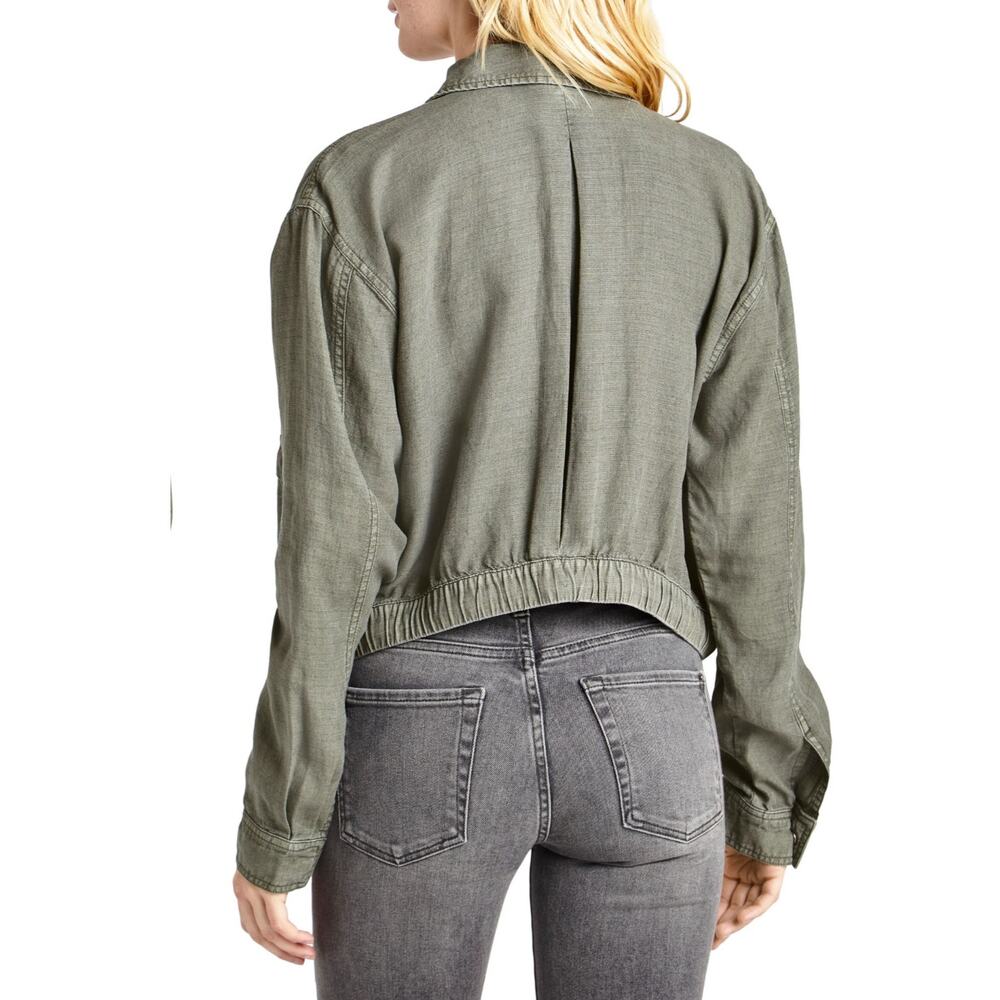 Splendid Breck Utility Jacket Soft Green Linen Blend XS Cropped Lightweight - Picture 2 of 10